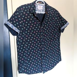 🐢Turtle Print Short Sleeve Collared Shirt